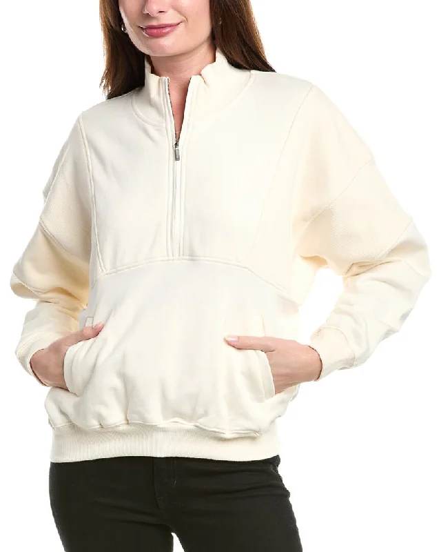 Lively And Youthful POINT Rib Panels1/2-Zip Sweater