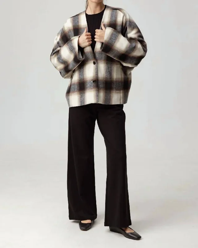High Street Style Alba Jacket In Ash Brown Plaid