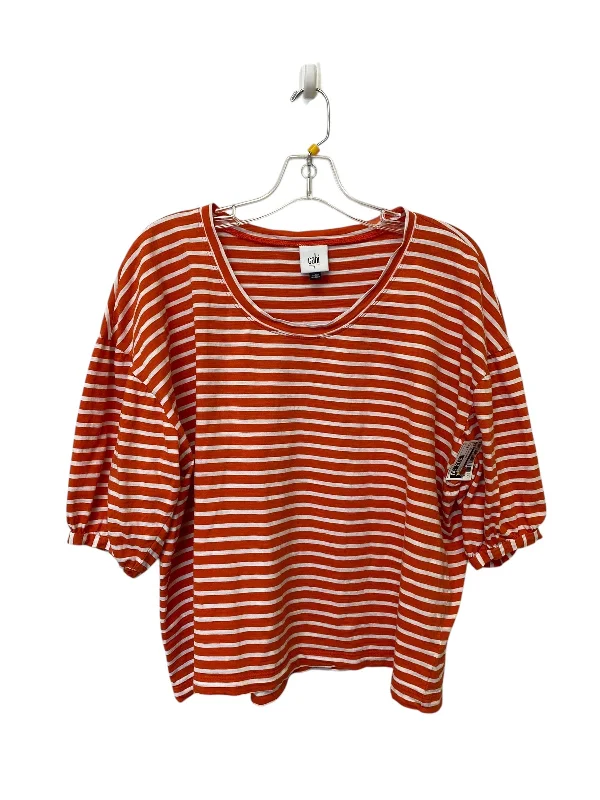 Dressing Tips Top Short Sleeve By Cabi In Striped Pattern, Size: S