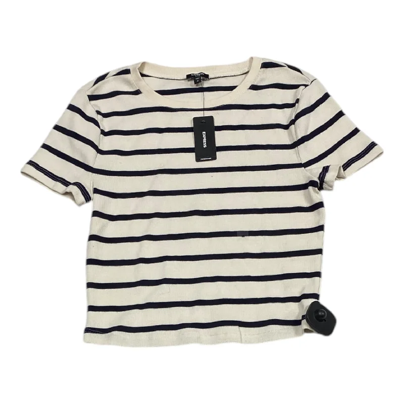 Relaxed And Casual Top Short Sleeve By Express In Striped Pattern, Size: M